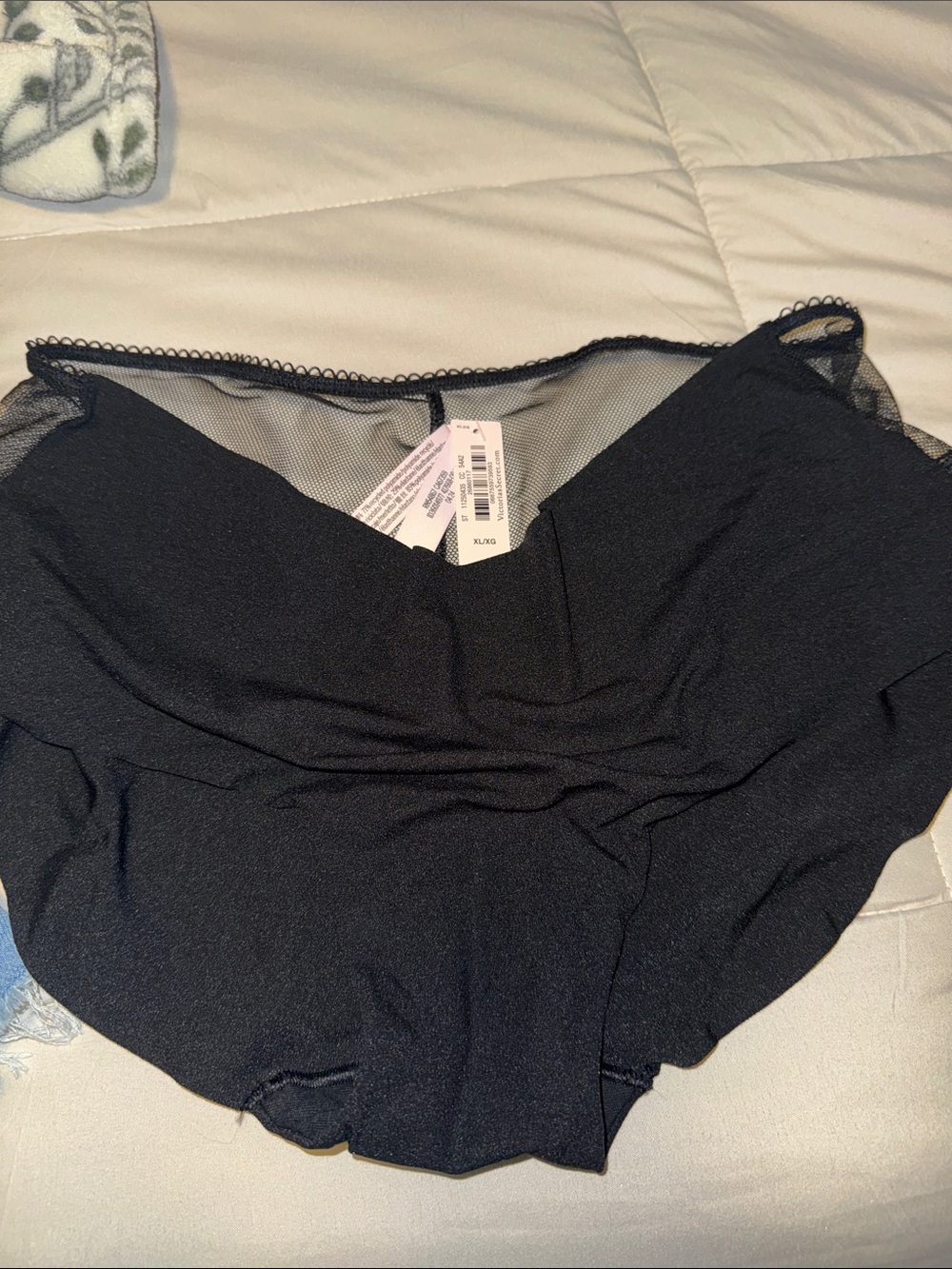 Victoria Secret Black Mesh Trim Boyshort~ xlge NWT